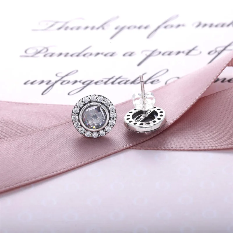 (slika za) PANDORA Statement Pink bleščeči uhani - 290553PCZ - Ogled 5