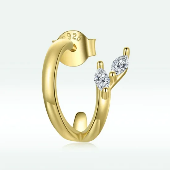 (slika za) Pandora Style 18ct pozlačeni diamantni obročasti uhani - SCE1080