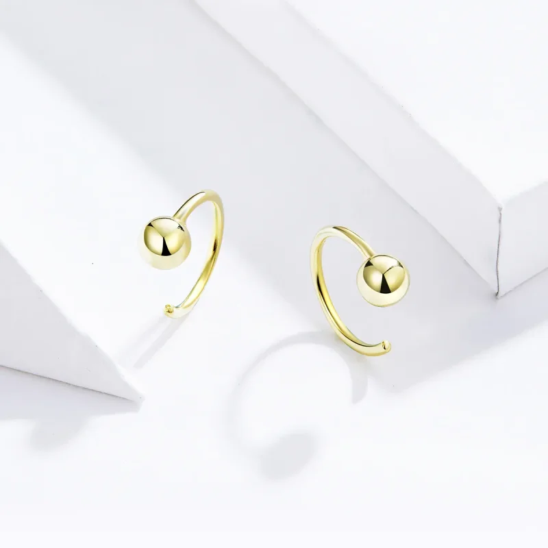 (slika za) Pandora Style 18ct pozlačeni kroglični uhani v obliki obroča - SCE782-B - Ogled 2