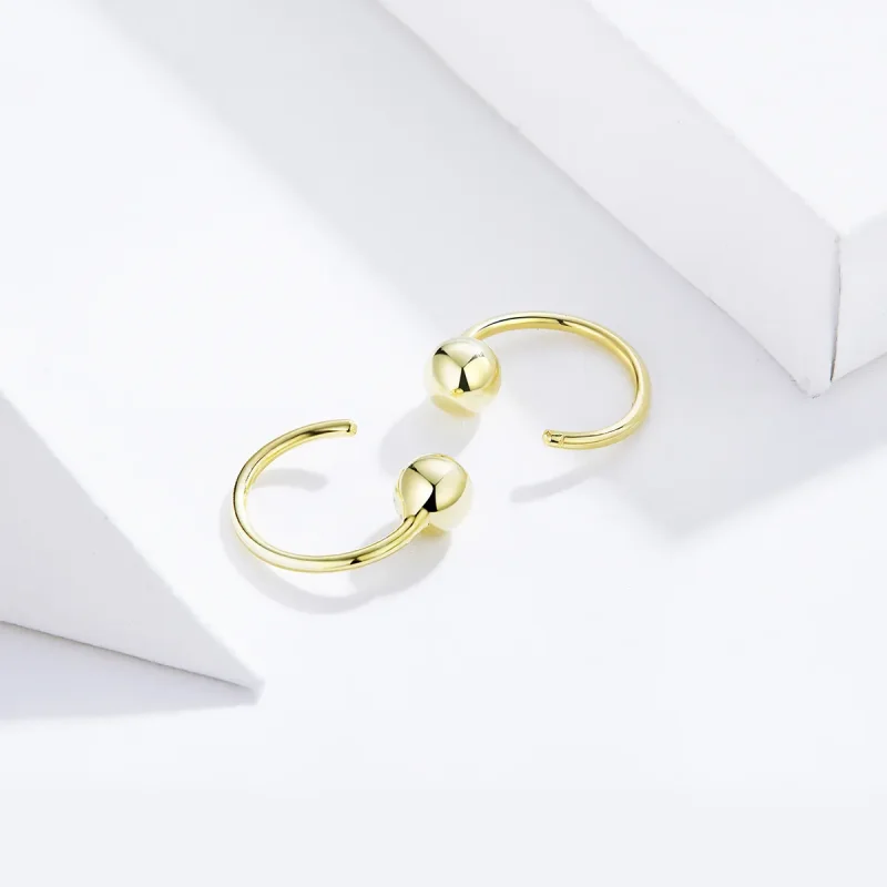(slika za) Pandora Style 18ct pozlačeni kroglični uhani v obliki obroča - SCE782-B - Ogled 3