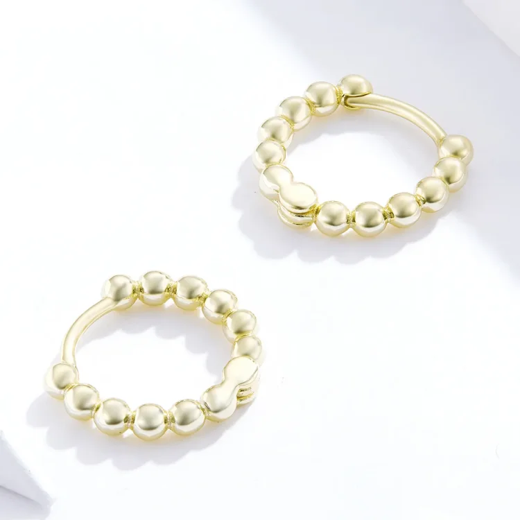 Pandora Style 18ct pozlačeni majhni kroglični uhani v obliki obroča - SCE807-B
