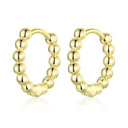 Pandora Style 18ct pozlačeni majhni kroglični uhani v obliki obroča - SCE807-B