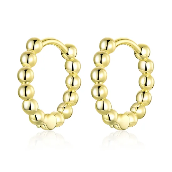 (slika za) Pandora Style 18ct pozlačeni majhni kroglični uhani v obliki obroča - SCE807-B