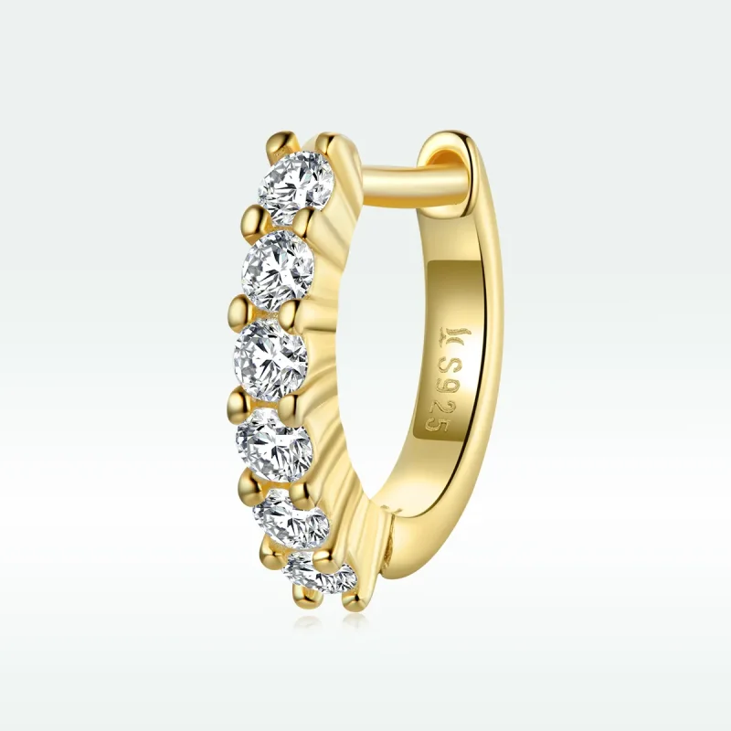 (slika za) Pandora Style 18ct pozlačeni sijoči beli obročasti uhani - SCE1103 - Ogled 4