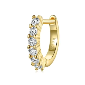 (slika za) Pandora Style 18ct pozlačeni sijoči beli obročasti uhani - SCE1103