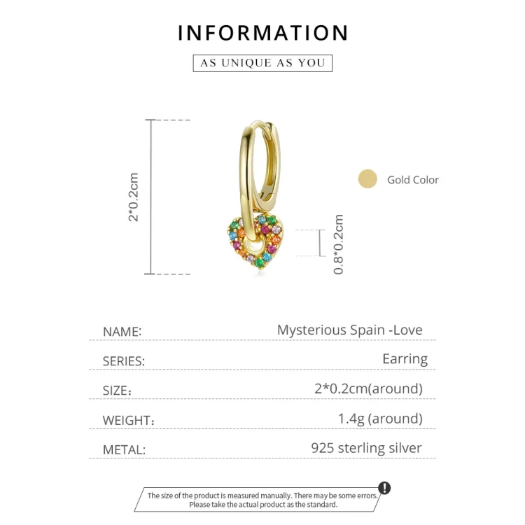 Pandora Style 18ct pozlačeni uhani Skrivnostna Španija Love Hoop - SCE1149