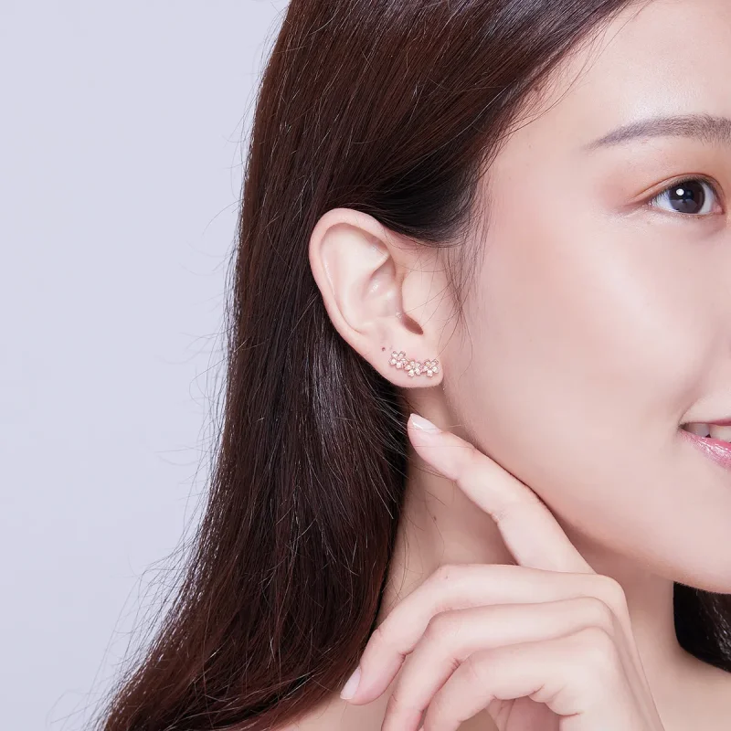 (slika za) Pandora Style Pink uhani iz rožnatega zlata - SCE419-C - Ogled 4