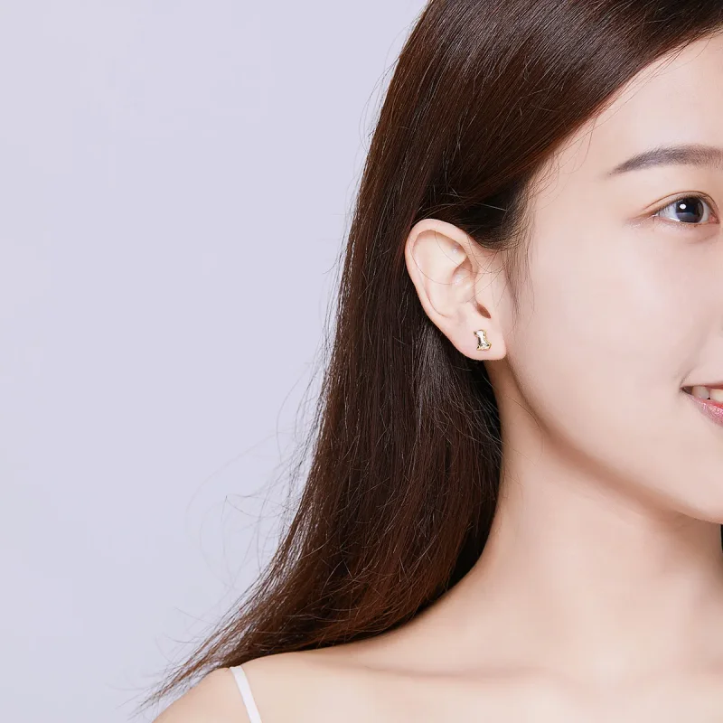 (slika za) Pandora Style pozlačeni uhani s čepki kužka - SCE584-C - Ogled 5