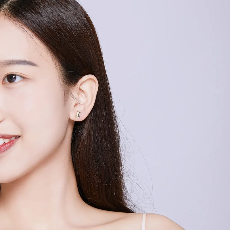 (slika za) Pandora Style pozlačeni uhani s čepki kužka - SCE584-C - Ogled 6