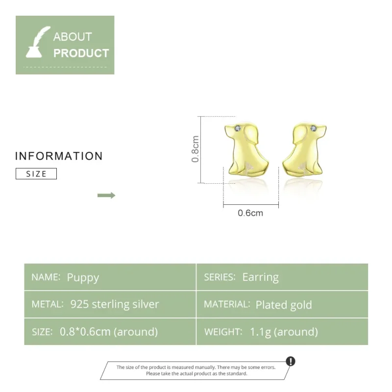 (slika za) Pandora Style pozlačeni uhani s čepki kužka - SCE584-C - Ogled 8
