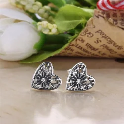 PANDORA uhani Hearts of Winter, prozorna CZ - 296368CZ