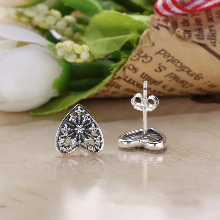 PANDORA uhani Hearts of Winter, prozorna CZ - 296368CZ