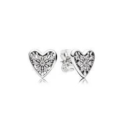 PANDORA uhani Hearts of Winter, prozorna CZ - 296368CZ