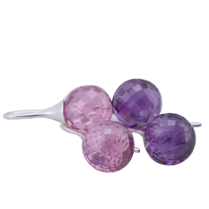 (slika za) PANDORA Uhani v obliki kapljic jutranje rose, vijolična cz - 290552ACZ - Ogled 3