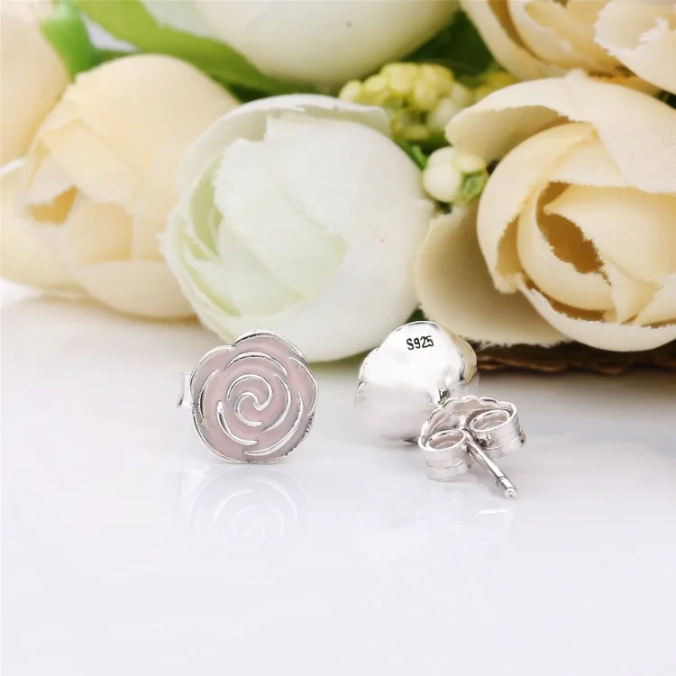 PANDORA Uhani z roza vrtnicami - 290554EN40
