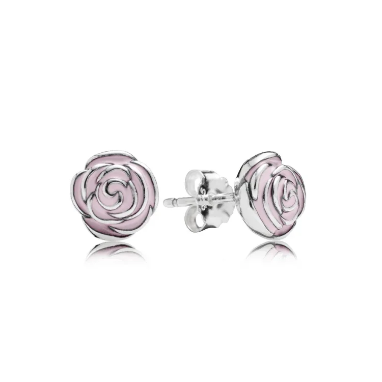 PANDORA Uhani z roza vrtnicami - 290554EN40