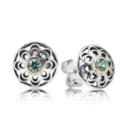 PANDORA Vintage Allure, sintetični zeleni spinel uhani - 290542SSG