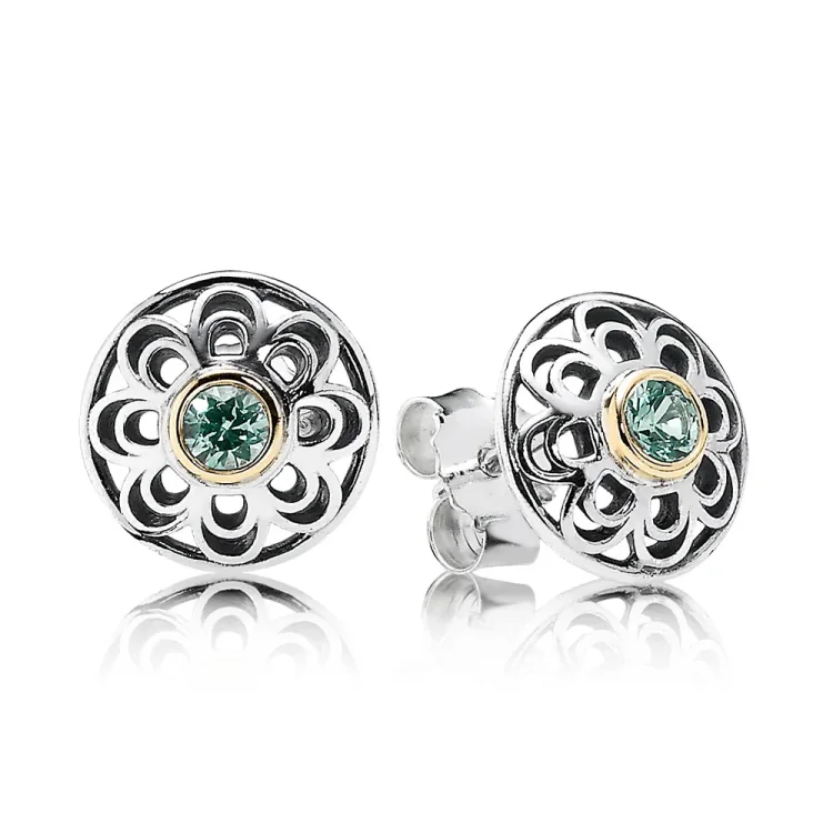 PANDORA Vintage Allure, sintetični zeleni spinel uhani - 290542SSG