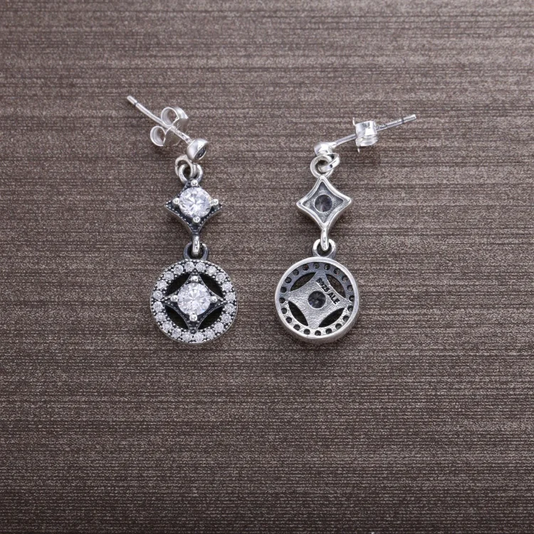 PANDORA Vintage Allure uhani v obliki diamanta - 290722CZ