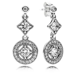 PANDORA Vintage Allure uhani v obliki diamanta - 290722CZ