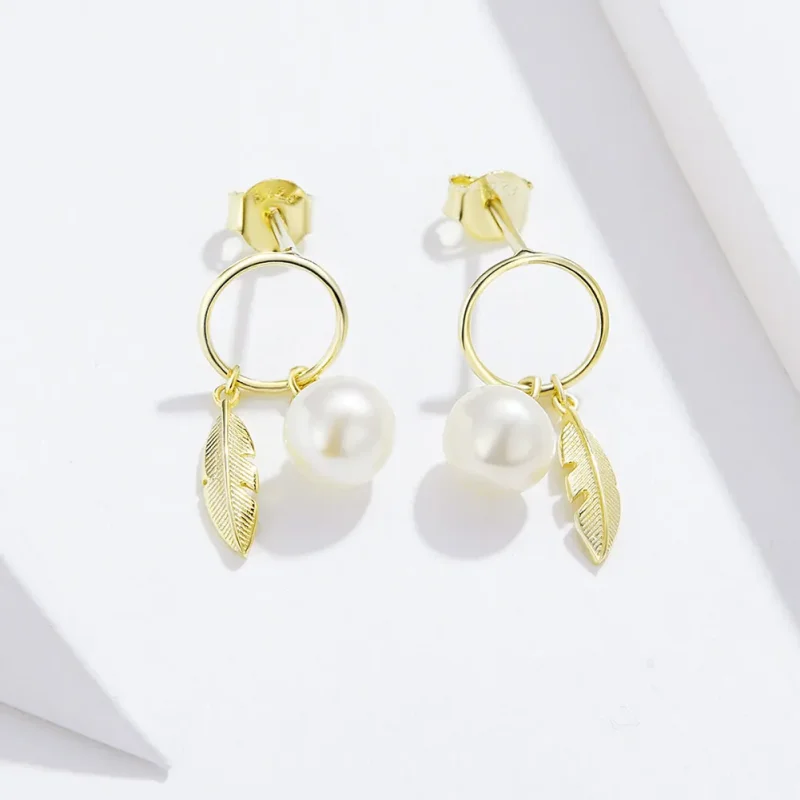 (slika za) Pozlačeni v stilu Pandora Veselite se visečih uhanov - SCE671 - Ogled 2