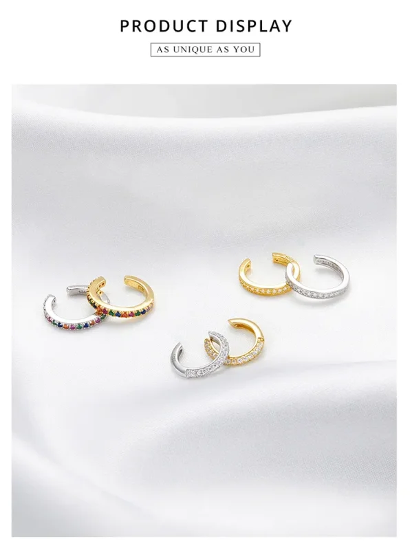 (slika za) Preprosta sponka za ušesa v slogu Pandora, 18-karatno pozlačena - SCE996-B - Ogled 2