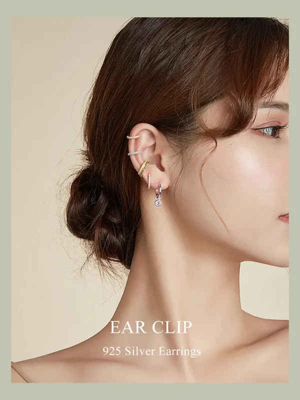 (slika za) Preprosta sponka za ušesa v slogu Pandora, 18-karatno pozlačena - SCE996-B - Ogled 4