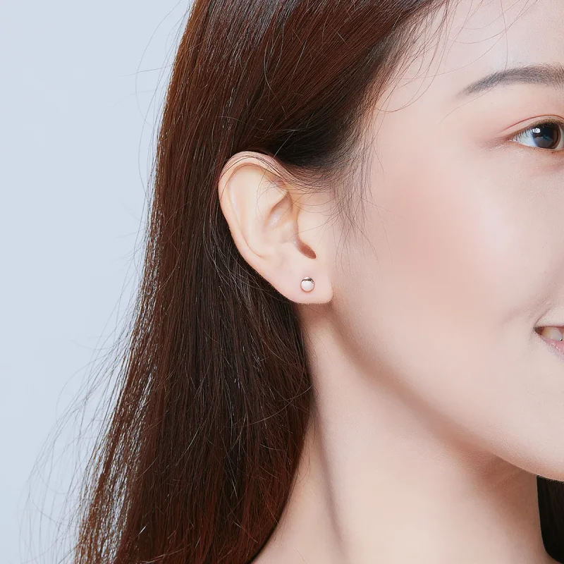 (slika za) Preprosti uhani iz rožnatega zlata v stilu Pandora - SCE705-C - Ogled 7