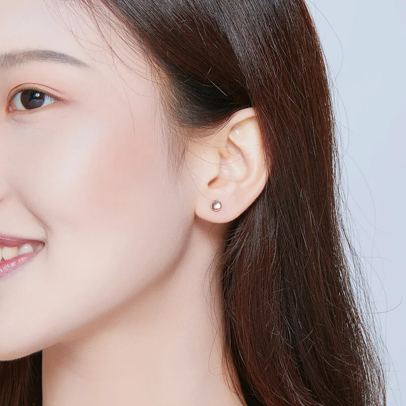 (slika za) Preprosti uhani iz rožnatega zlata v stilu Pandora - SCE705-C - Ogled 8