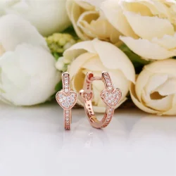 Privlačni uhani v obliki src, PANDORA Rose™ & Clear CZ - 287290CZ
