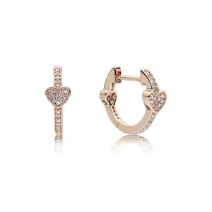 (slika za) Privlačni uhani v obliki src, PANDORA Rose™ & Clear CZ - 287290CZ