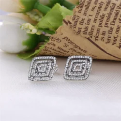Prozorni uhani CZ z geometrijskimi črtami PANDORA - 296208CZ