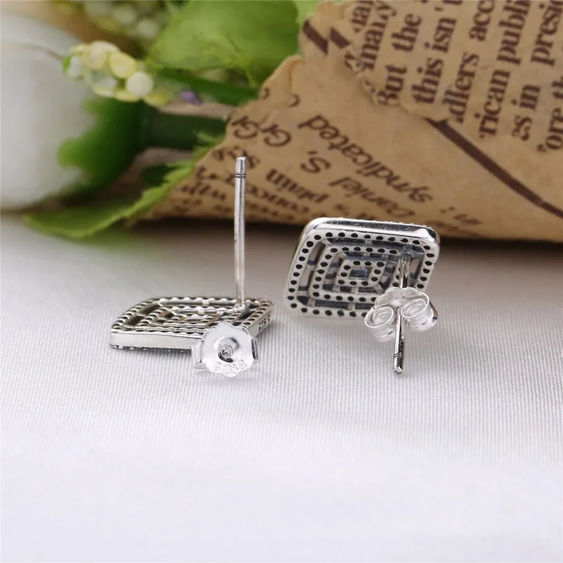 (slika za) Prozorni uhani CZ z geometrijskimi črtami PANDORA - 296208CZ - Ogled 4