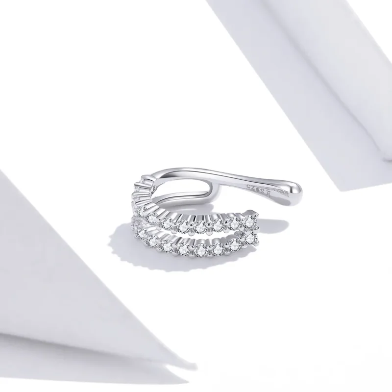 (slika za) Srebrna bleščeča ušesna sponka Pandora Style - SCE904 - Ogled 4