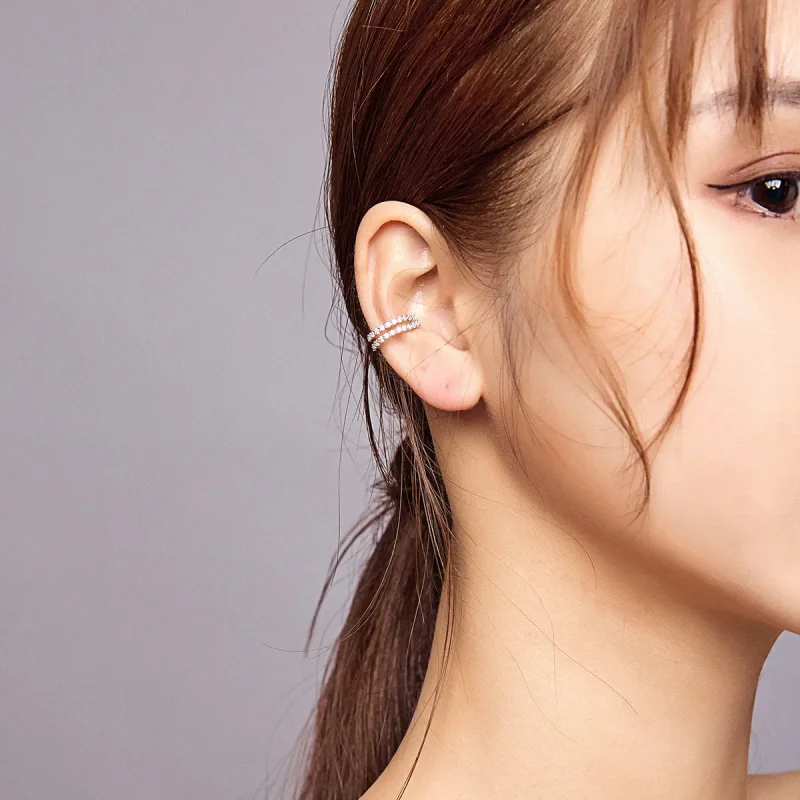 (slika za) Srebrna bleščeča ušesna sponka Pandora Style - SCE904 - Ogled 5