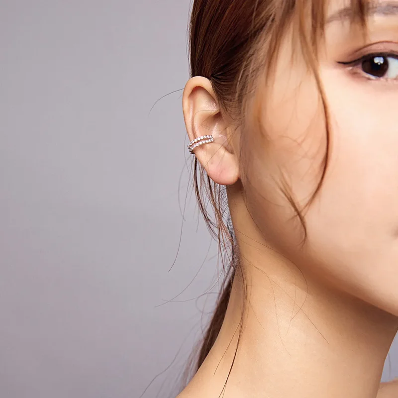 (slika za) Srebrna bleščeča ušesna sponka Pandora Style - SCE904 - Ogled 7