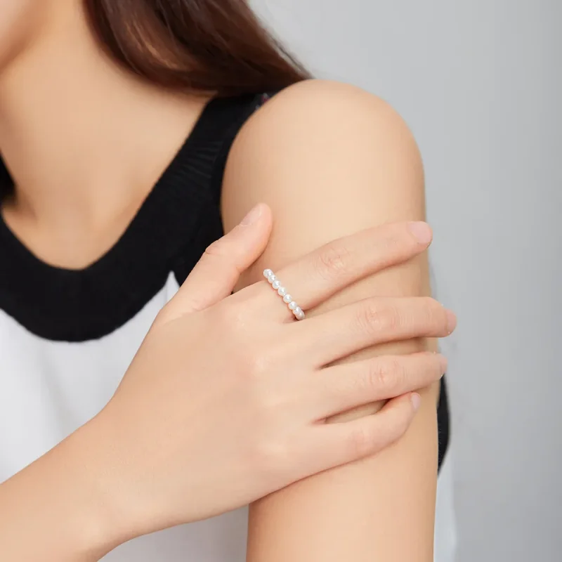 (slika za) Srebrna preprosta biserna sponka za ušesa Pandora Style - SCE1010 - Ogled 9