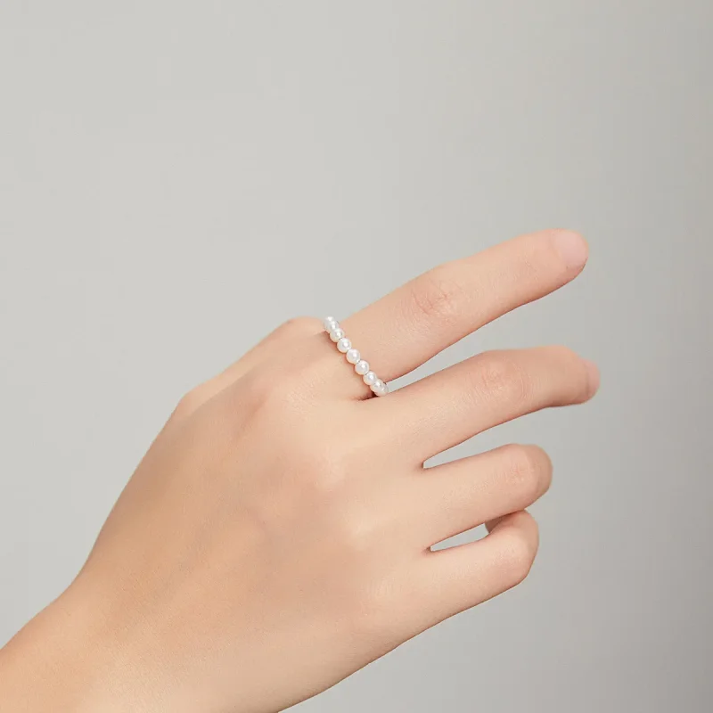 (slika za) Srebrna preprosta biserna sponka za ušesa Pandora Style - SCE1010 - Ogled 10