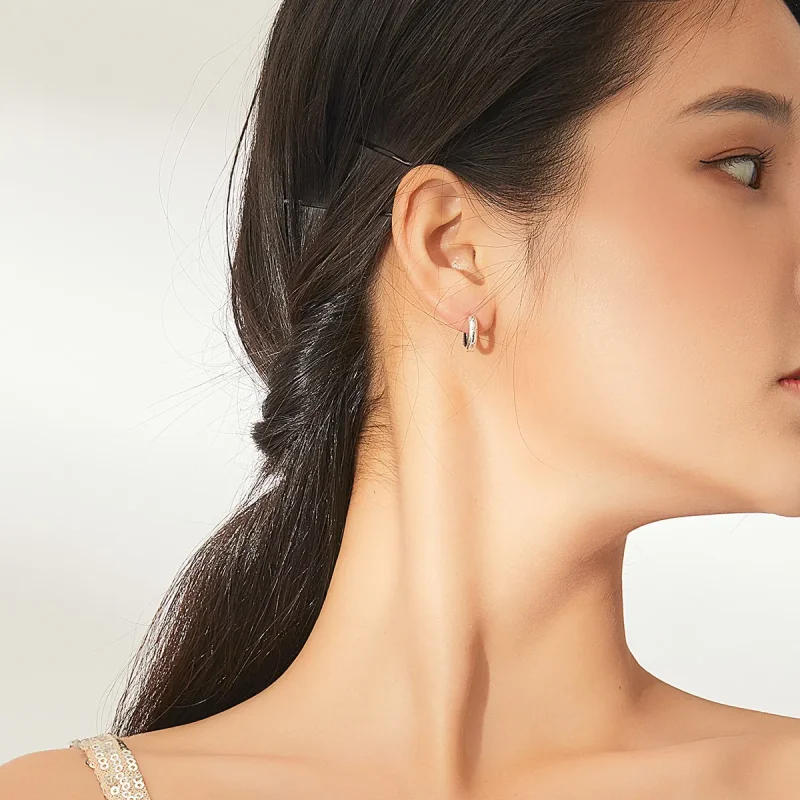 (slika za) Srebrni antialergijski obročki z zvezdami v slogu Pandora - SCE873 - Ogled 7