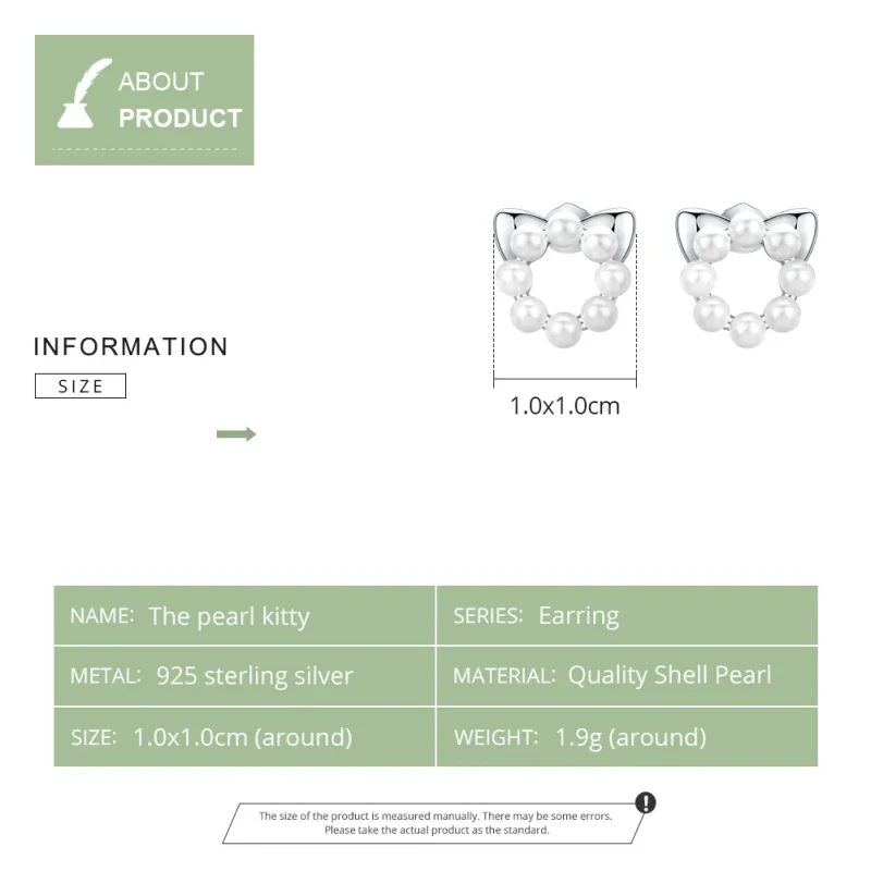 (slika za) Srebrni biserni mačji uhani v slogu Pandora - SCE688 - Ogled 7