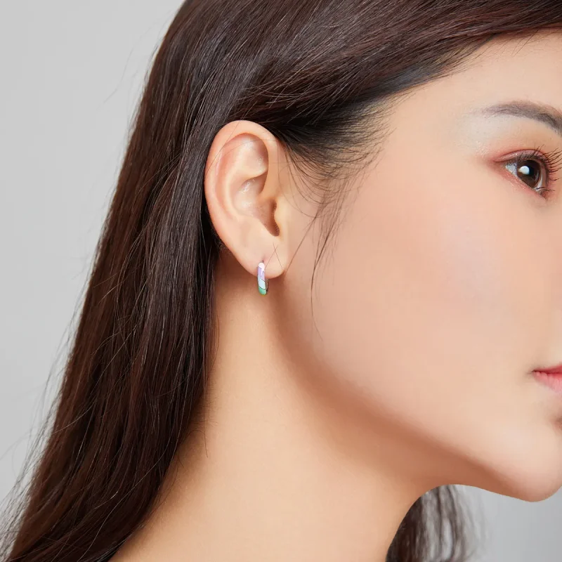 (slika za) Srebrni bleščeči obročasti uhani v slogu Pandora - SCE1085 - Ogled 5