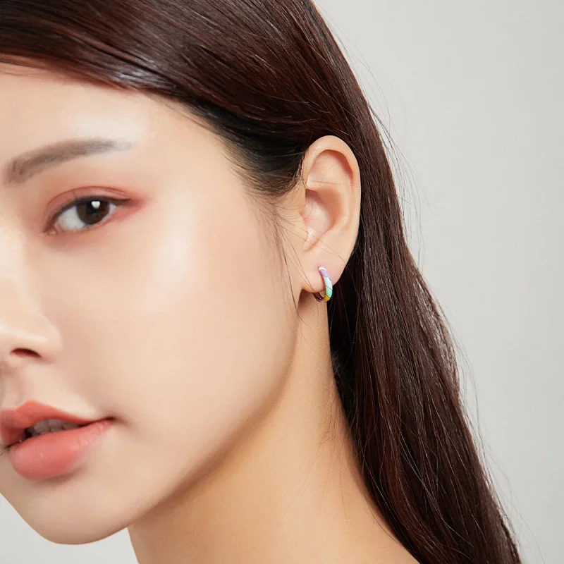 (slika za) Srebrni bleščeči obročasti uhani v slogu Pandora - SCE1085 - Ogled 7