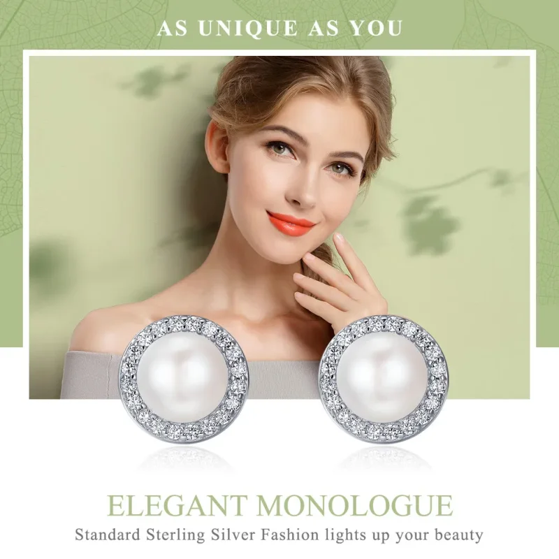 (slika za) Srebrni elegantni monologni uhani v slogu Pandora - SCE122 - Ogled 2