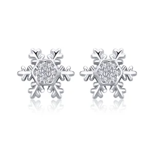(slika za) Srebrni elegantni uhani s snežinkami v slogu Pandora - BSE009