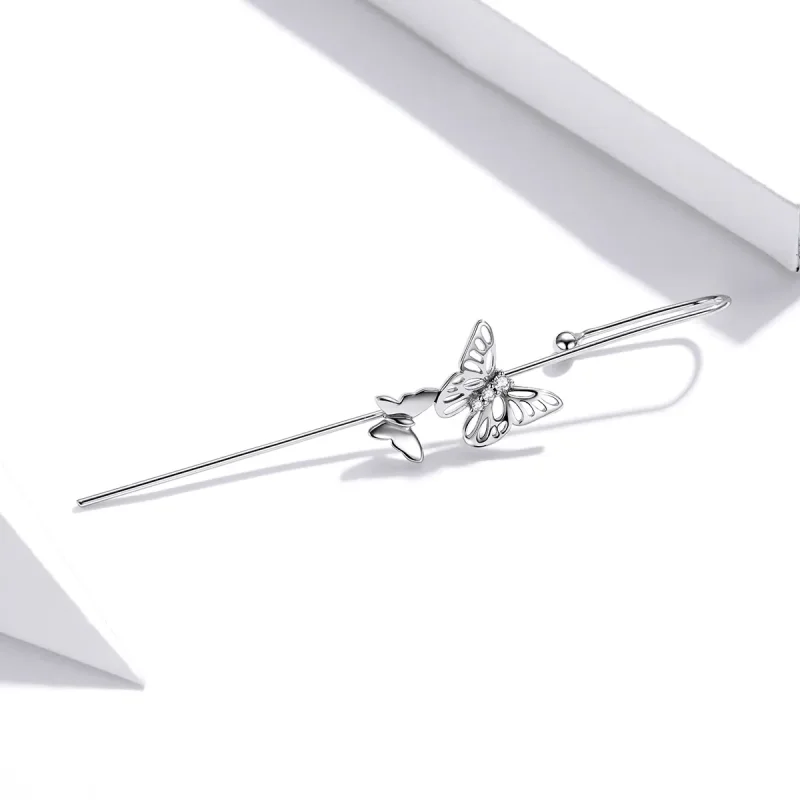 (slika za) Srebrni elegantni viseči uhani z ušesnimi iglami v slogu Pandora - SCE1132 - Ogled 3