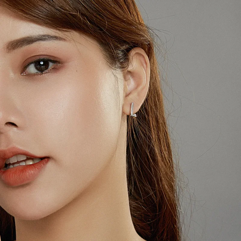 (slika za) Srebrni geometrijski obročasti uhani v slogu Pandora - SCE975 - Ogled 6