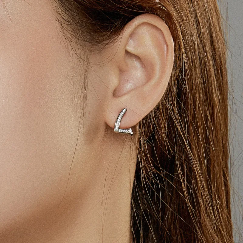 (slika za) Srebrni geometrijski obročasti uhani v slogu Pandora - SCE975 - Ogled 7