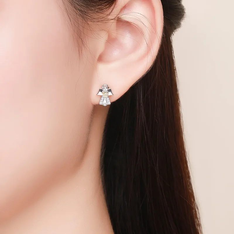 (slika za) Srebrni in pozlačeni uhani meteor v slogu Pandora - SCE476 - Ogled 4