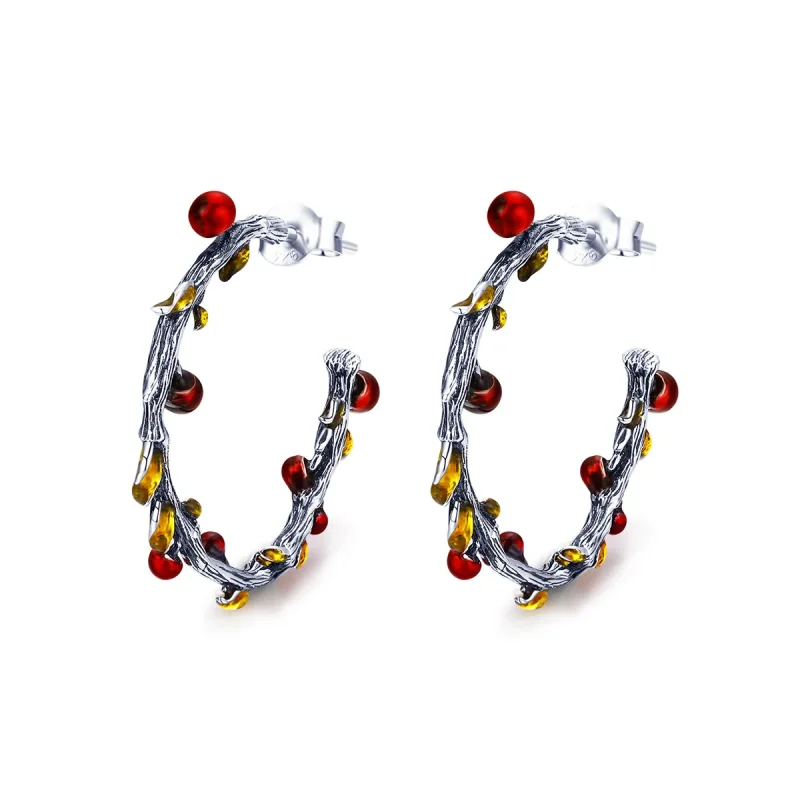 (slika za) Srebrni jesenski uhani v slogu Pandora - SCE443 - Slika izdelka