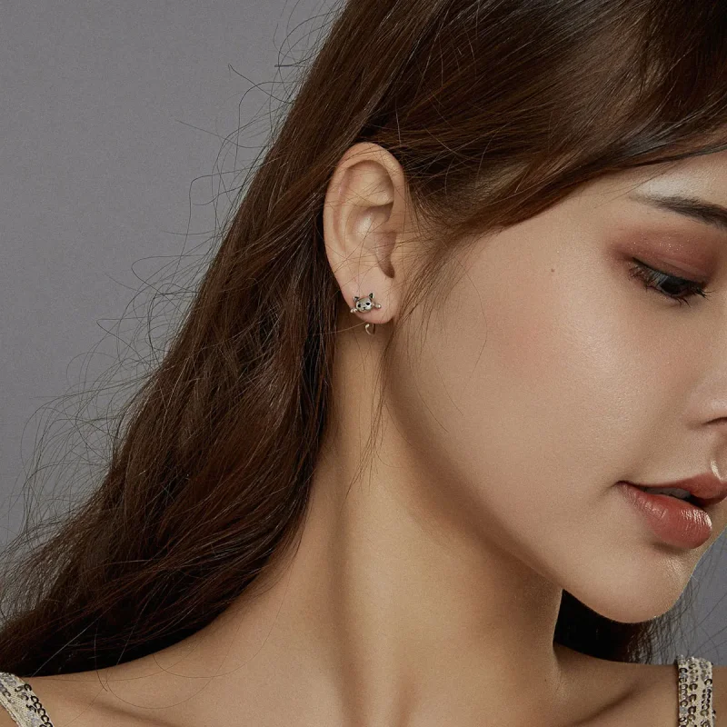 (slika za) Srebrni ljubki mačji obročki v slogu Pandora - SCE965 - Ogled 6